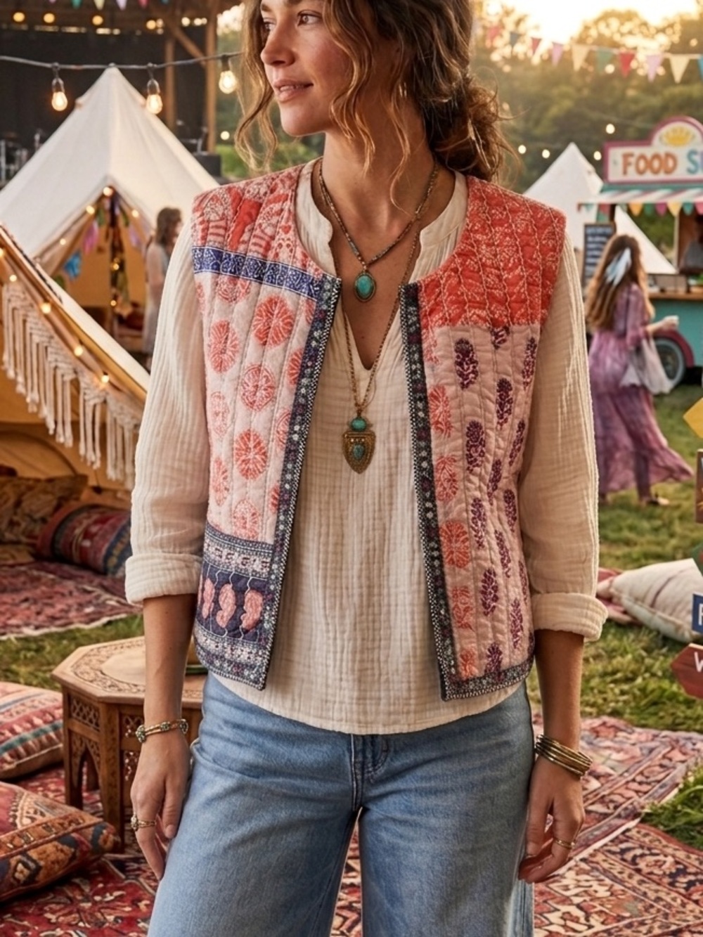 Tatienne | Quilted Boho Patchwork Vest - Indie - Kantha Vibes - 100% Cotton NWOT